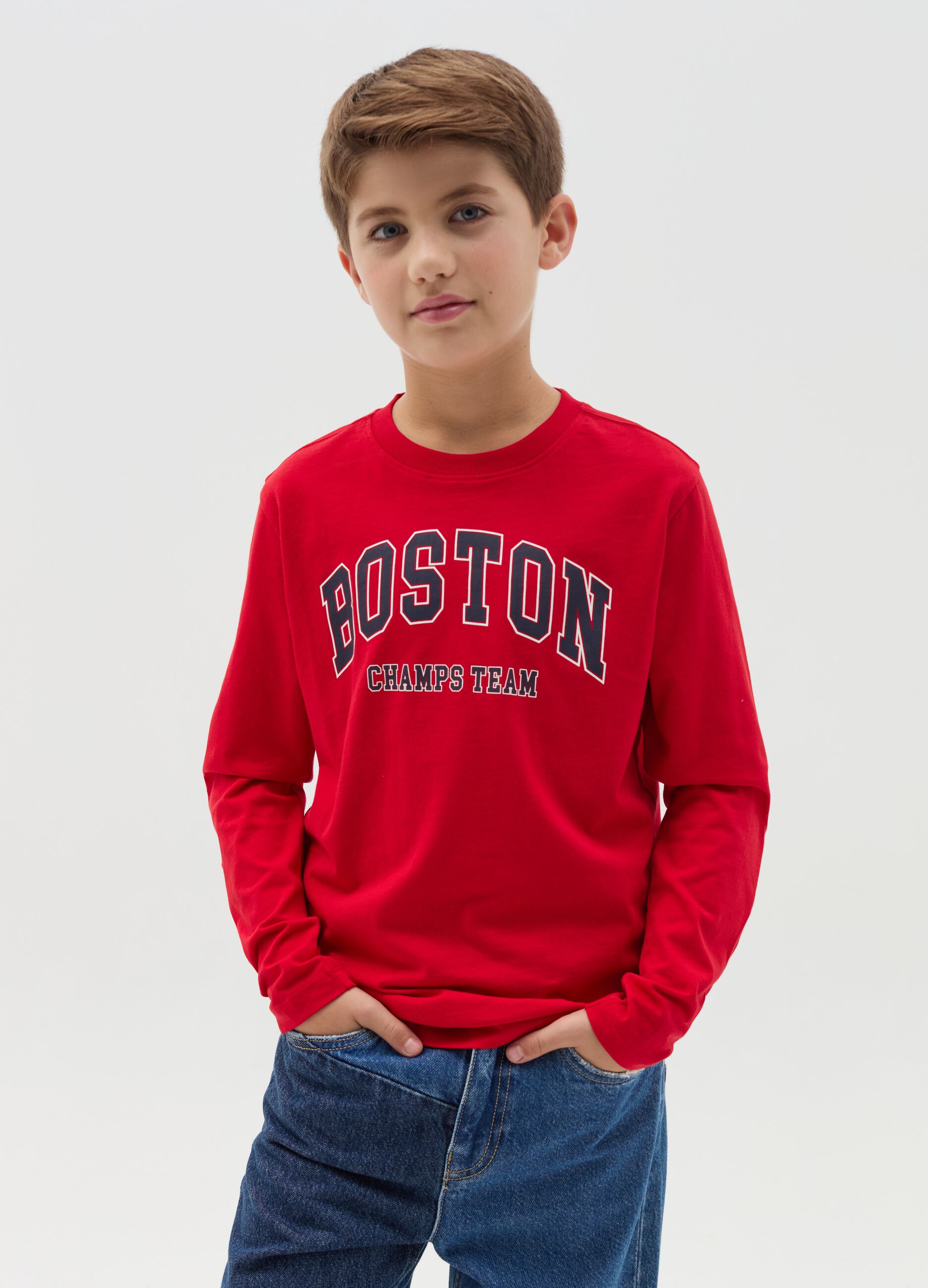 Long-sleeved T-shirt with college print