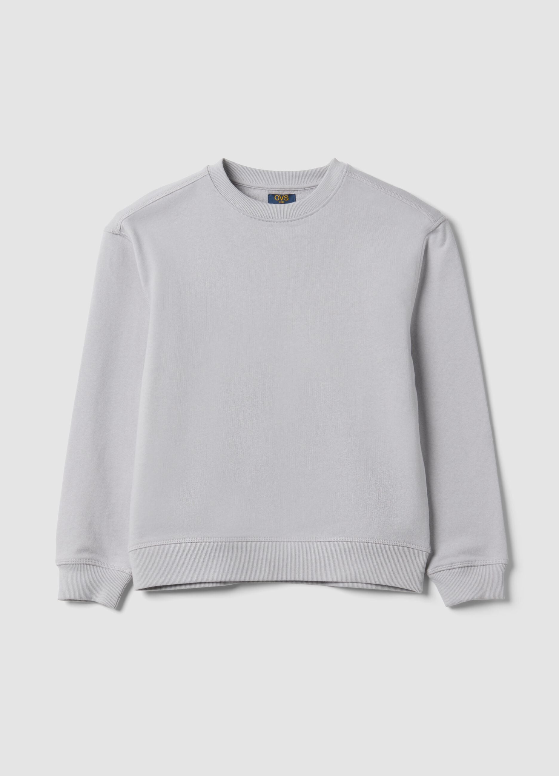 Grey pure cotton crew-neck sweatshirt for boys, relaxed fit