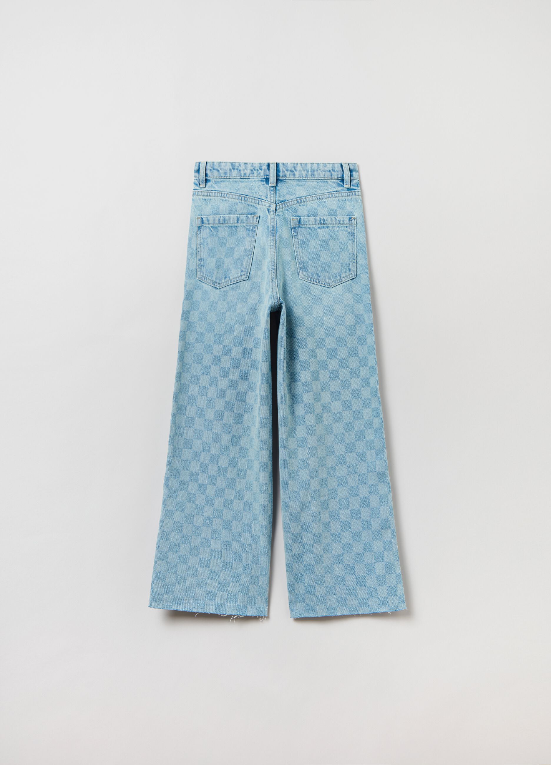 Jeans culotte con fantasia a scacchi_1