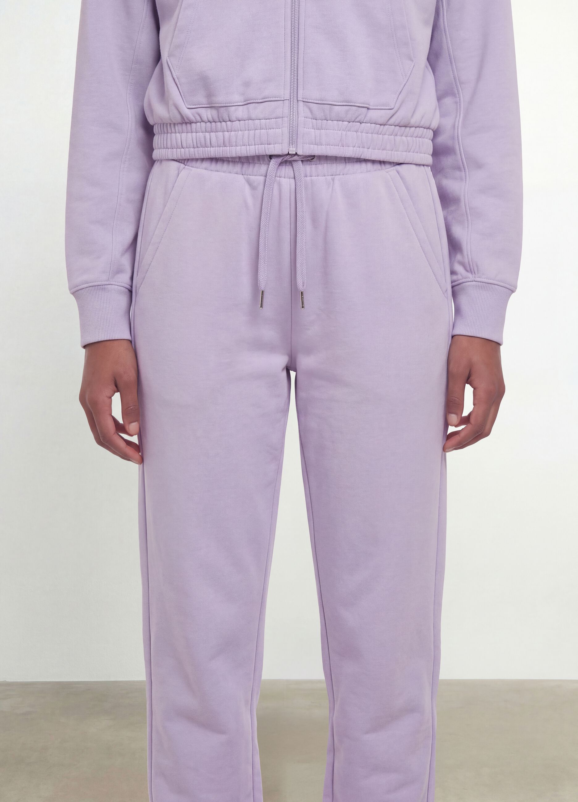 Purple organic cotton jogger trousers, regular fit, for girls