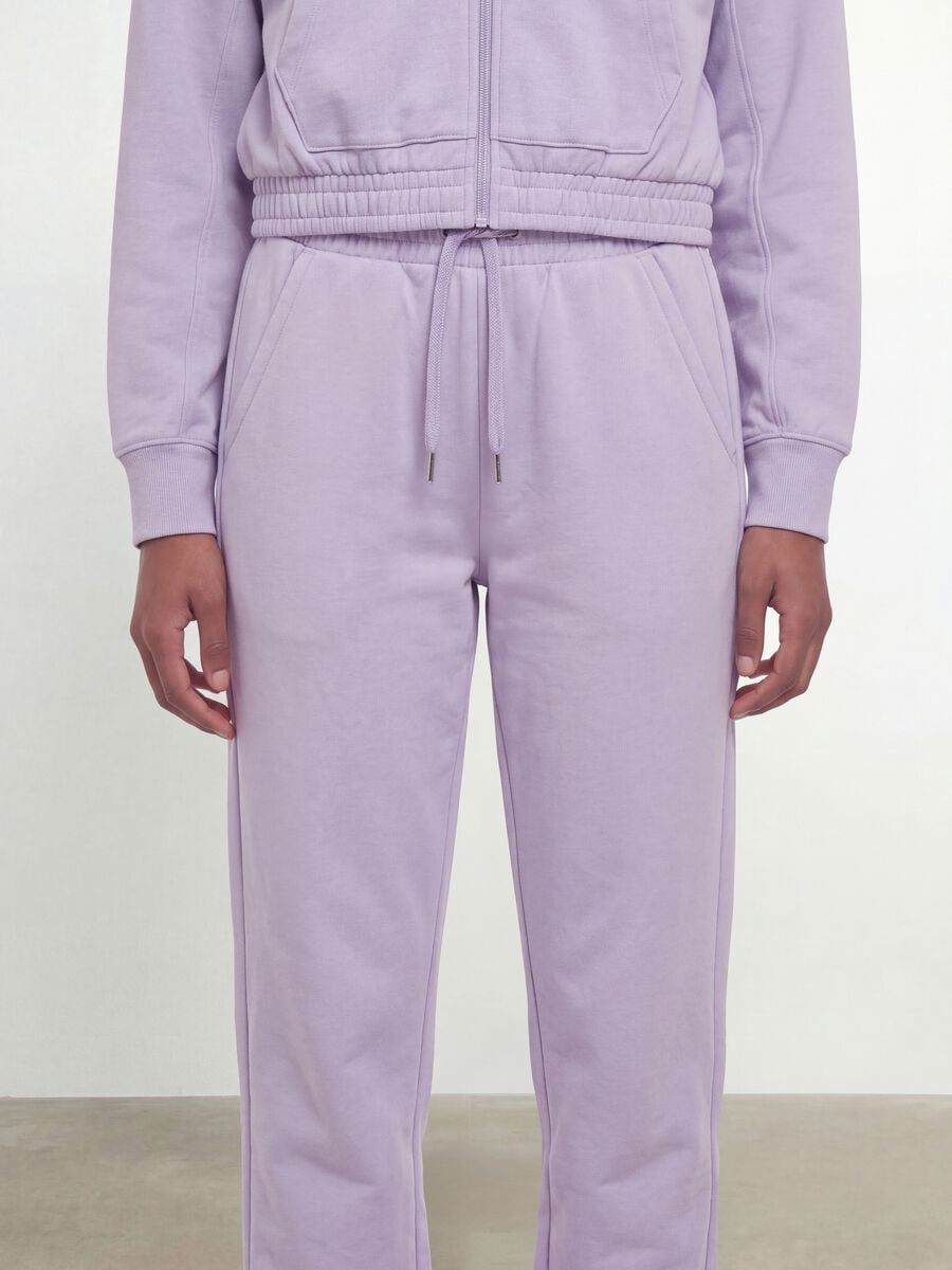 Purple organic cotton jogger trousers, regular fit, for girls_3