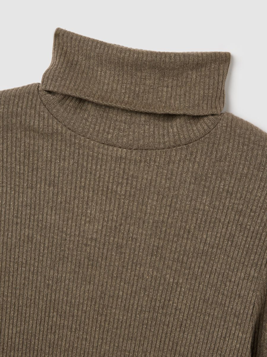 Brown Regular Fit Turtleneck Jumper_5