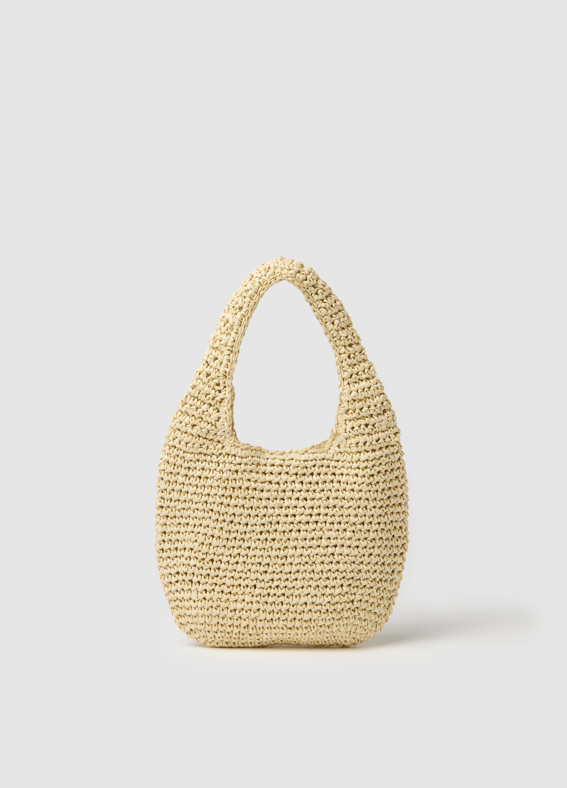 Beige Woven Shoulder Bag