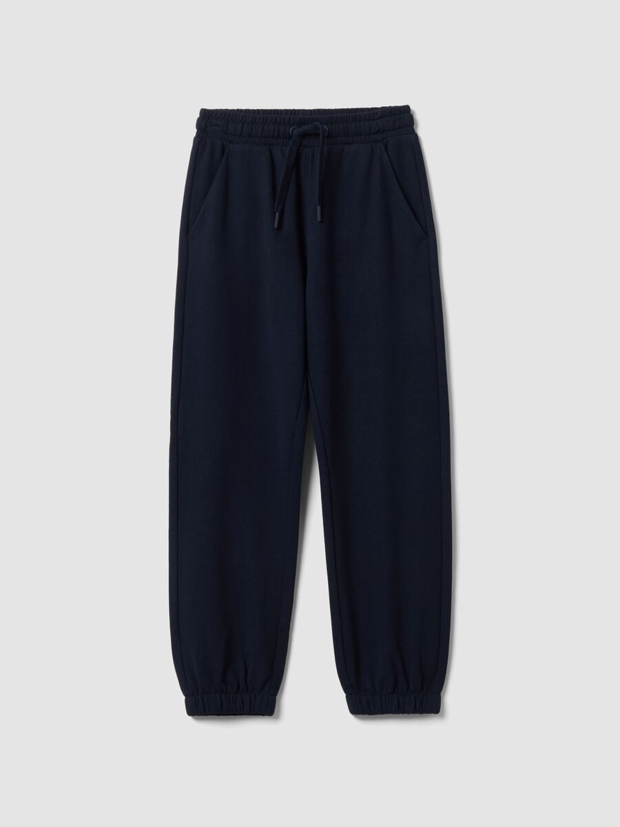 Pantaloni jogger blu in cotone organico_0