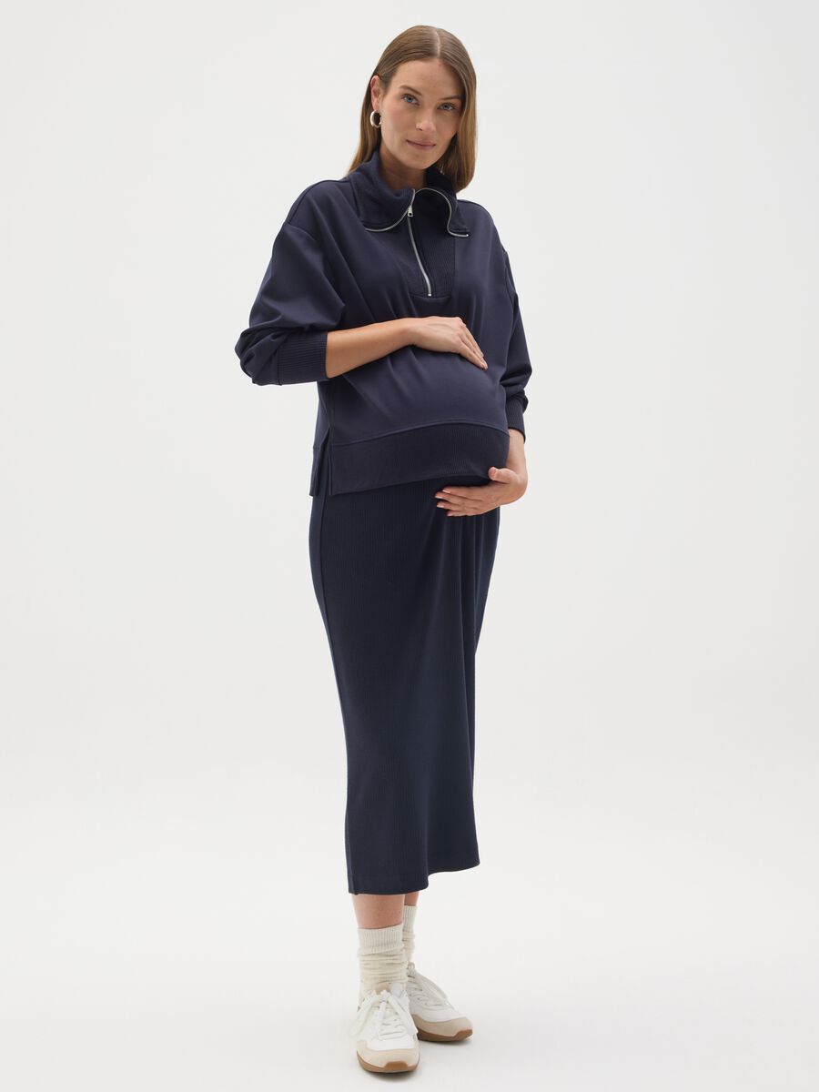 Elasticated Long Maternity Skirt Blue_0