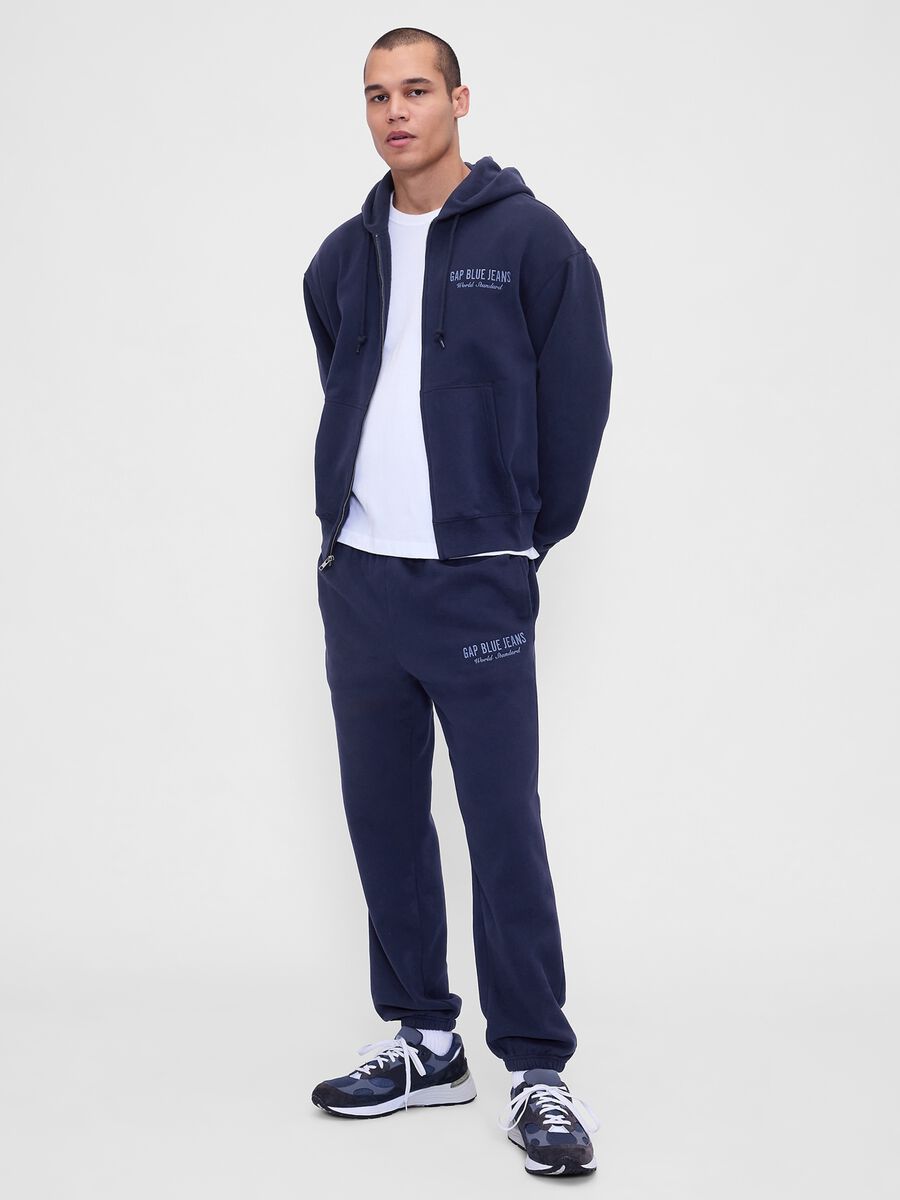 Blue Trousers in Cotton and Polyester Blend_0