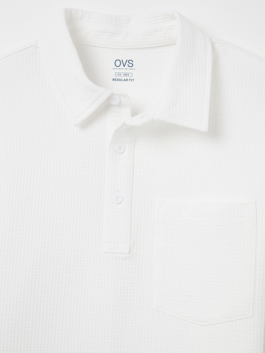 Waffle weave cotton polo shirt with pocket_1