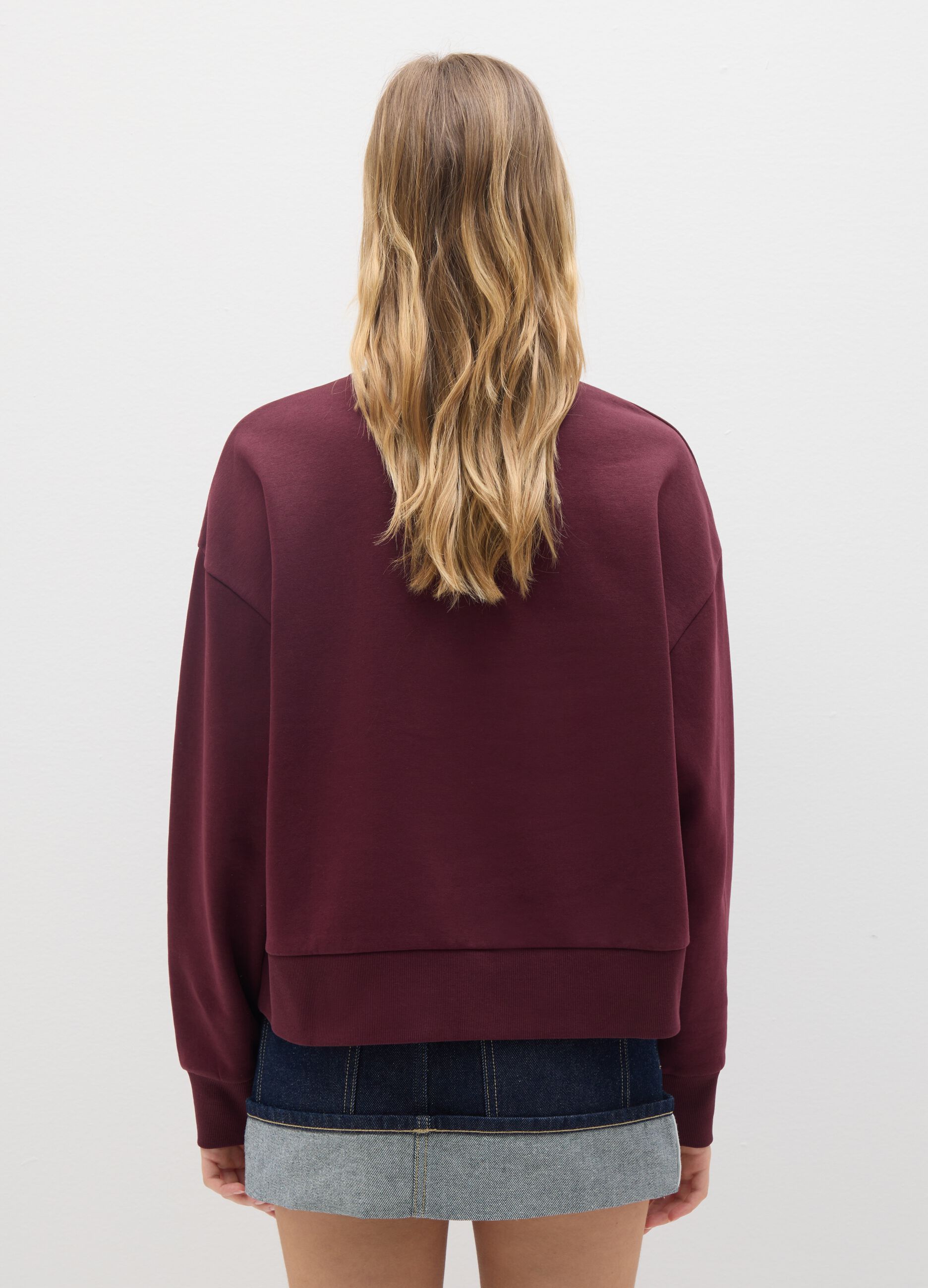 Red Cotton Blend Sweatshirt Regular Fit