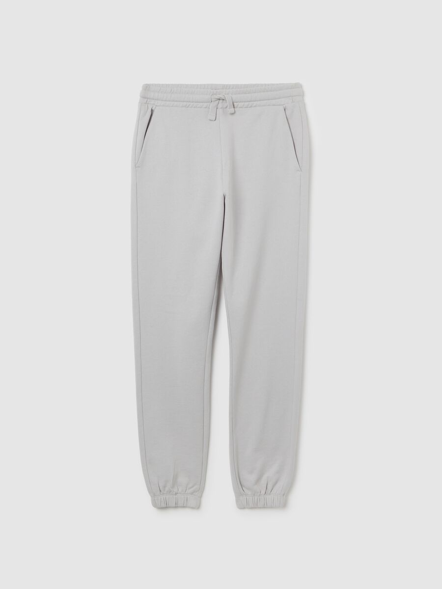 Pantaloni jogger da ragazzo in puro cotone grigio regular fit_3
