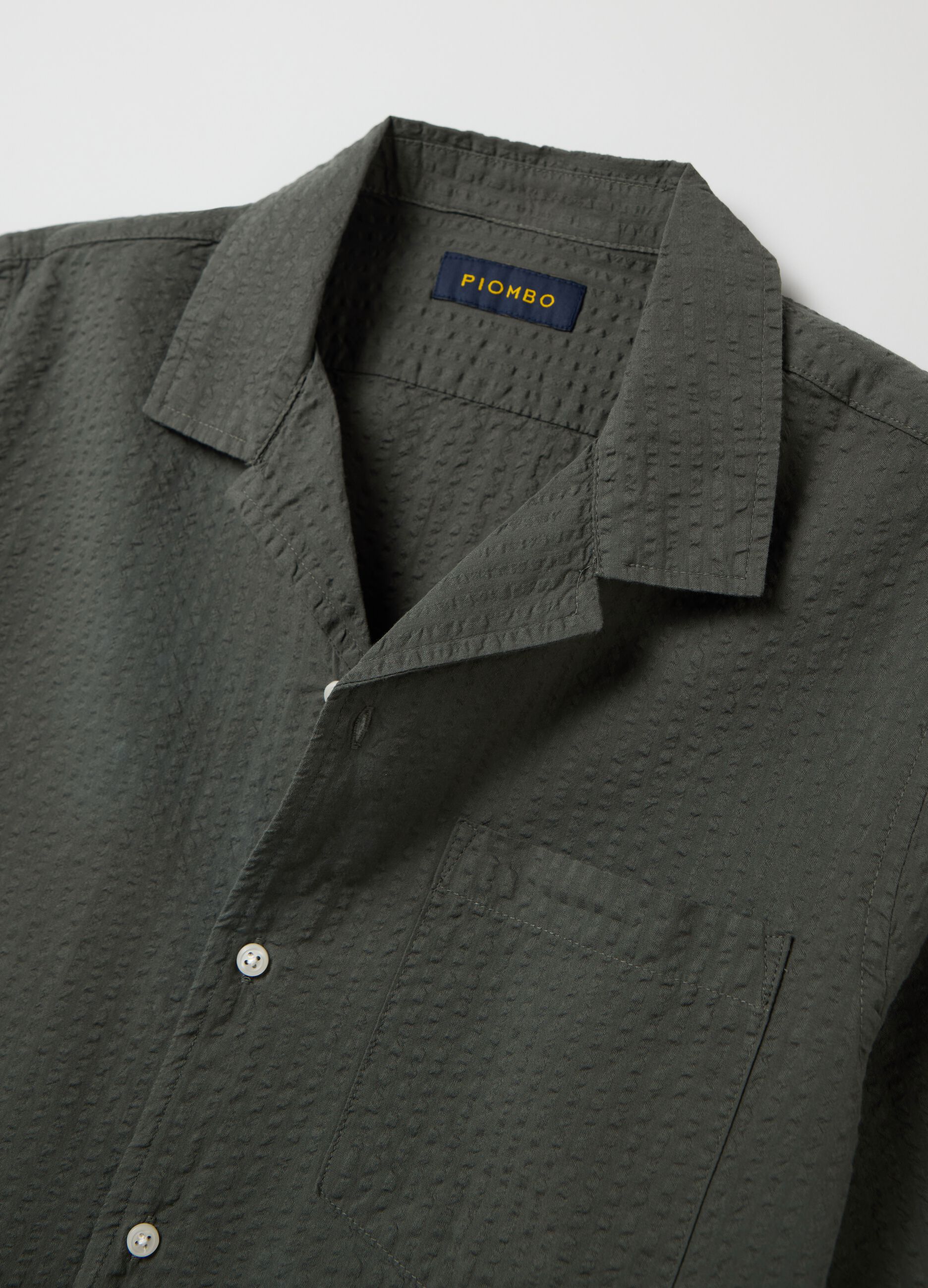 Green Cotton Bowling Collar Shirt