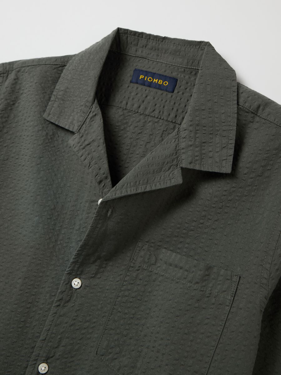 Green Cotton Bowling Collar Shirt_5