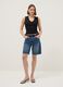 Dark blue denim pure cotton wide-leg shorts_0
