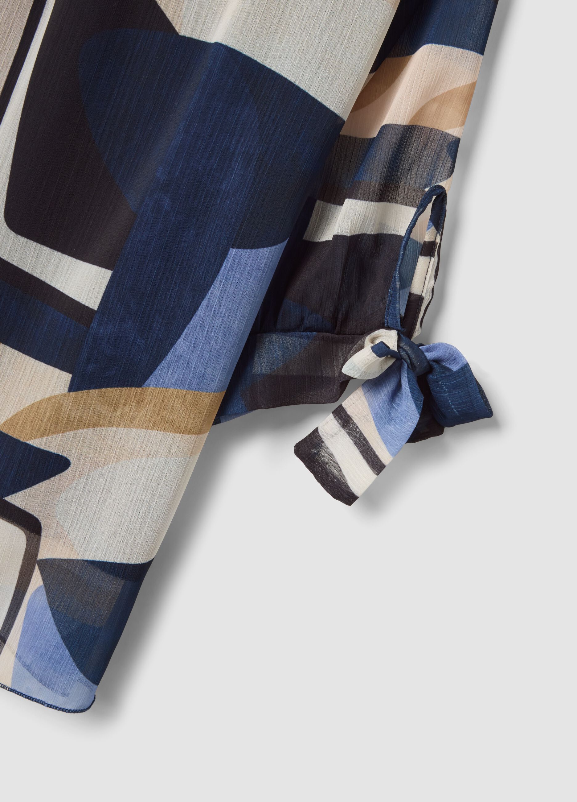 Multicolour geometric print regular-fit blouse