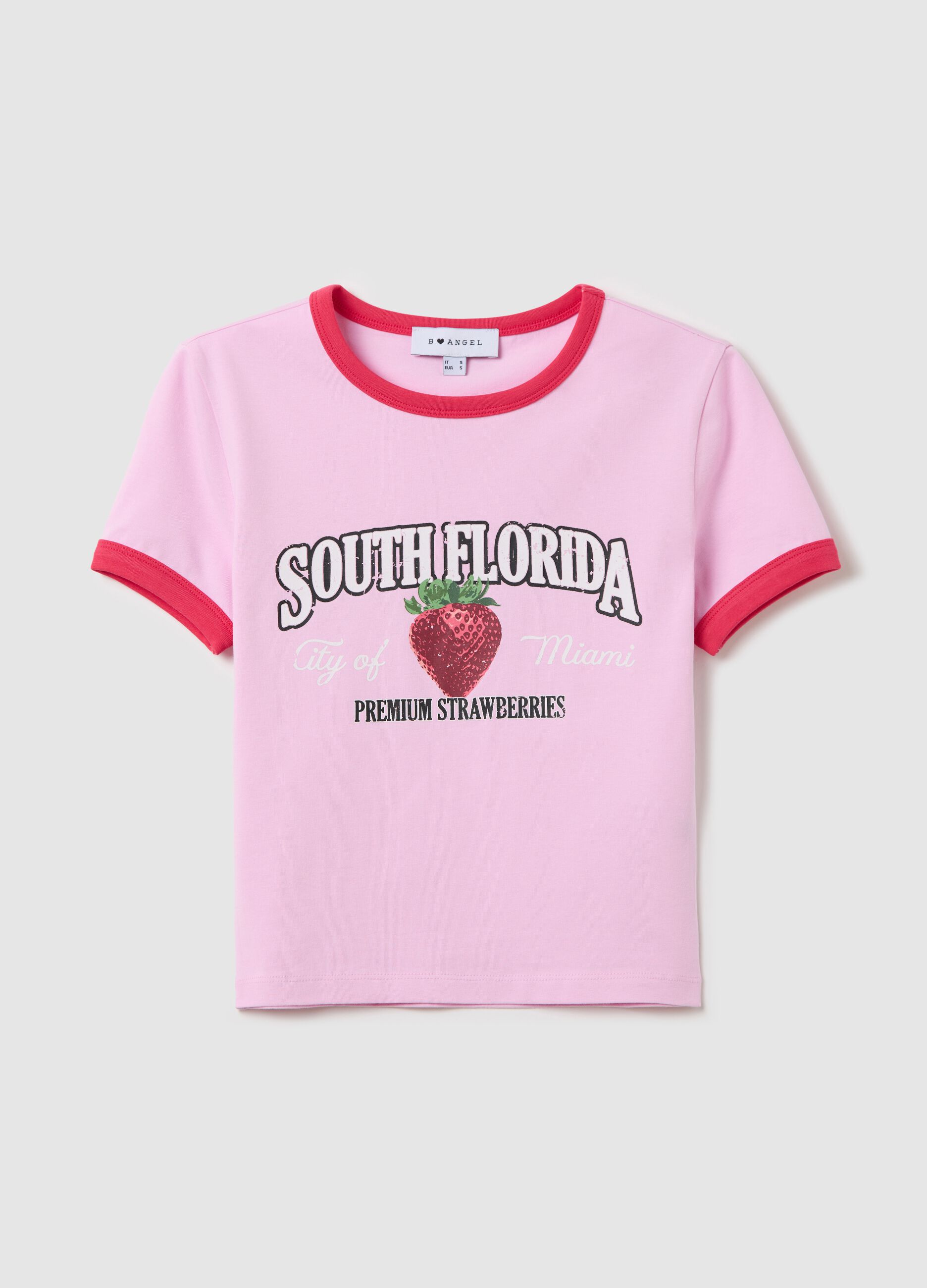 T-shirt with contrasting edging and print