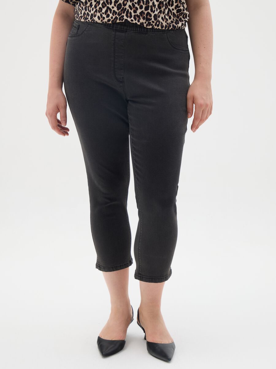 Women's black denim regular fit jeggings_1