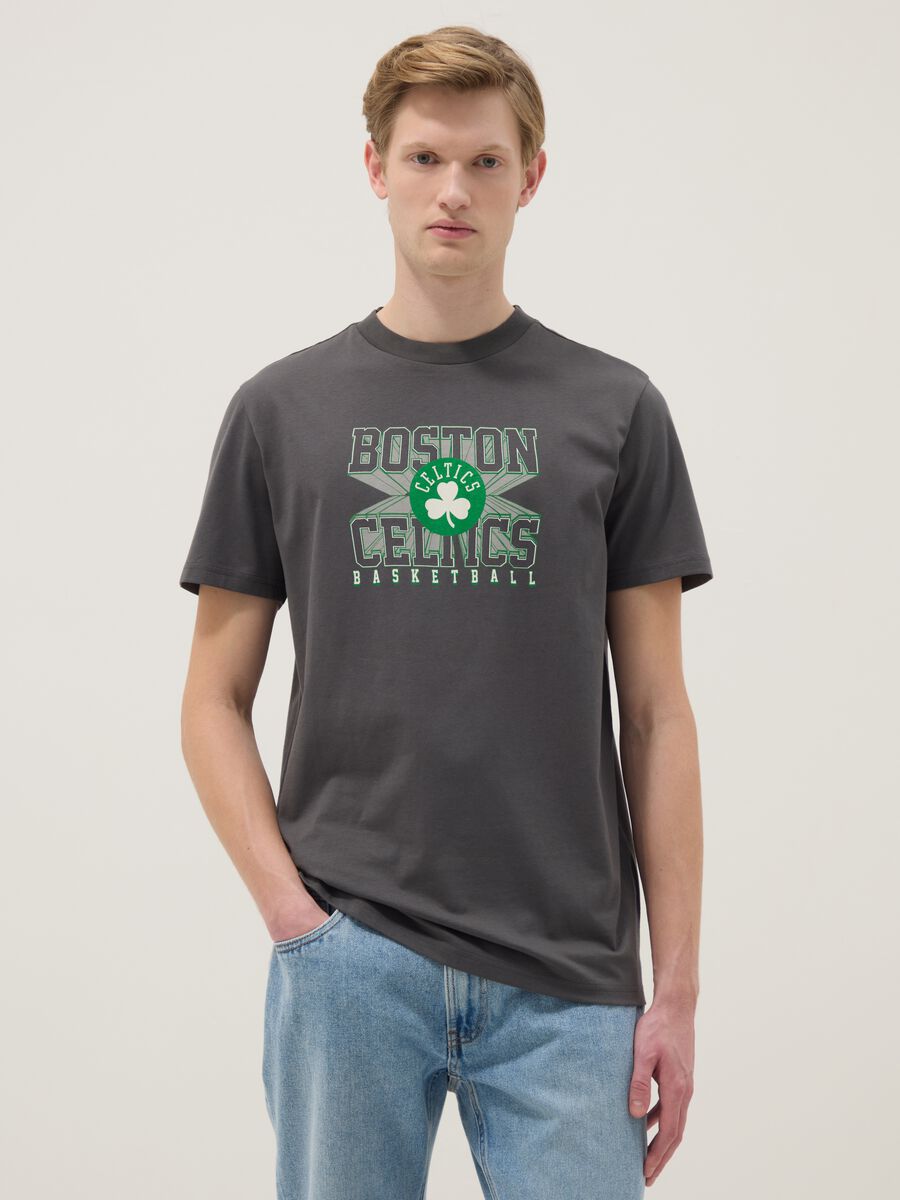 Grey pure cotton T-shirt regular fit with Boston Celtics print_1