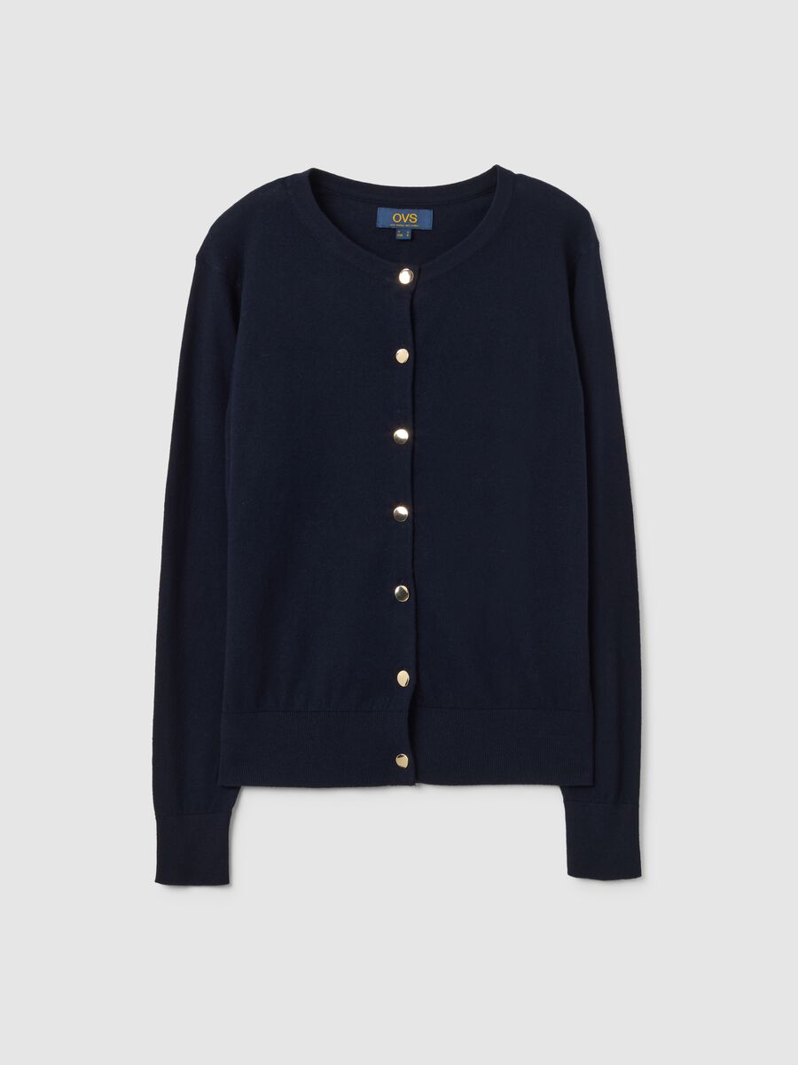 Cardigan in puro cotone blu regular fit_4