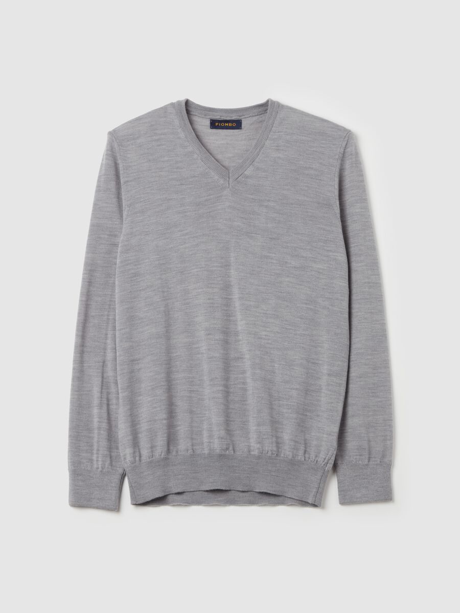 Merino wool pullover with V neck_4