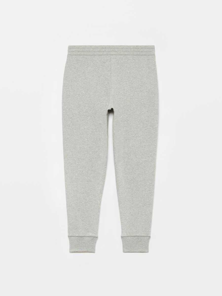 Mélange fleece joggers with logo embroidery_3