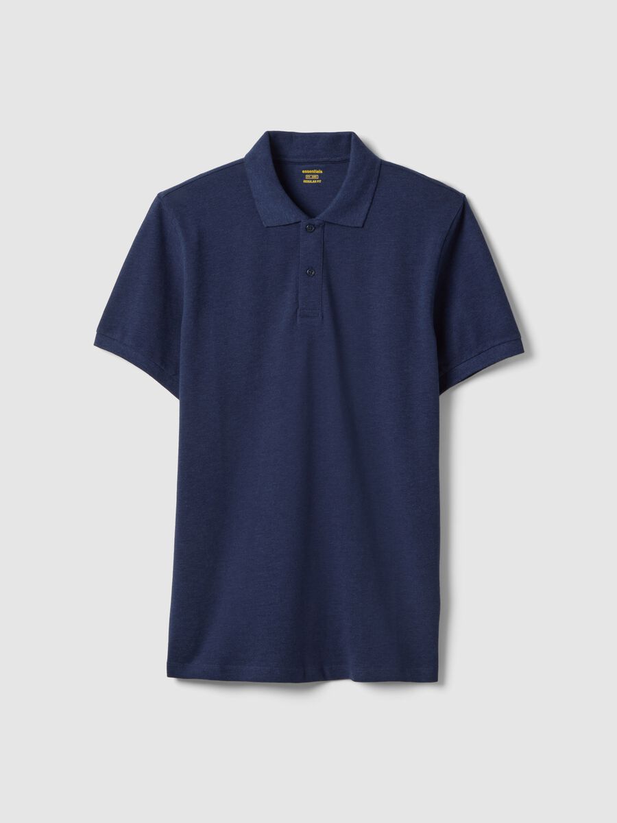 Blue pure cotton short-sleeve polo shirt, regular fit_4