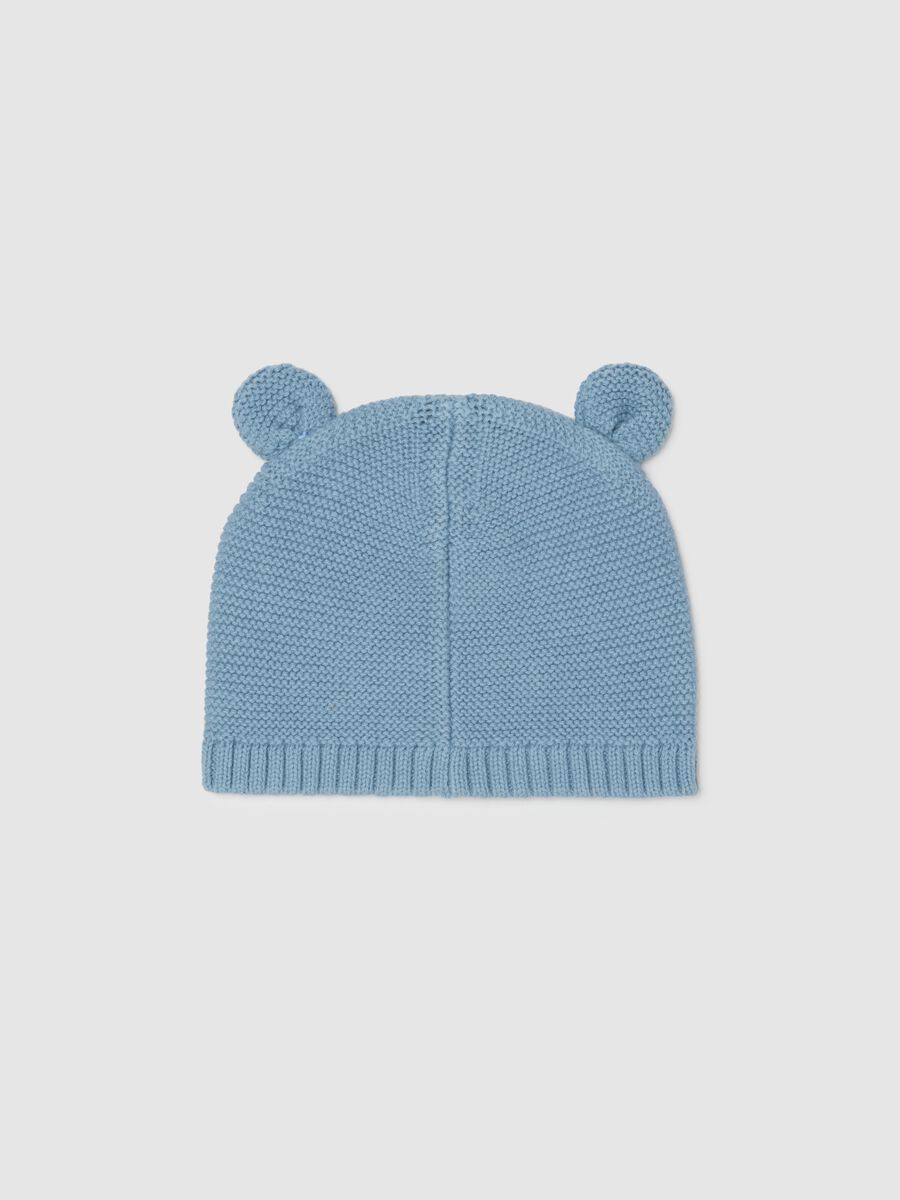Cappellino da neonato in puro cotone blu con orecchie_1