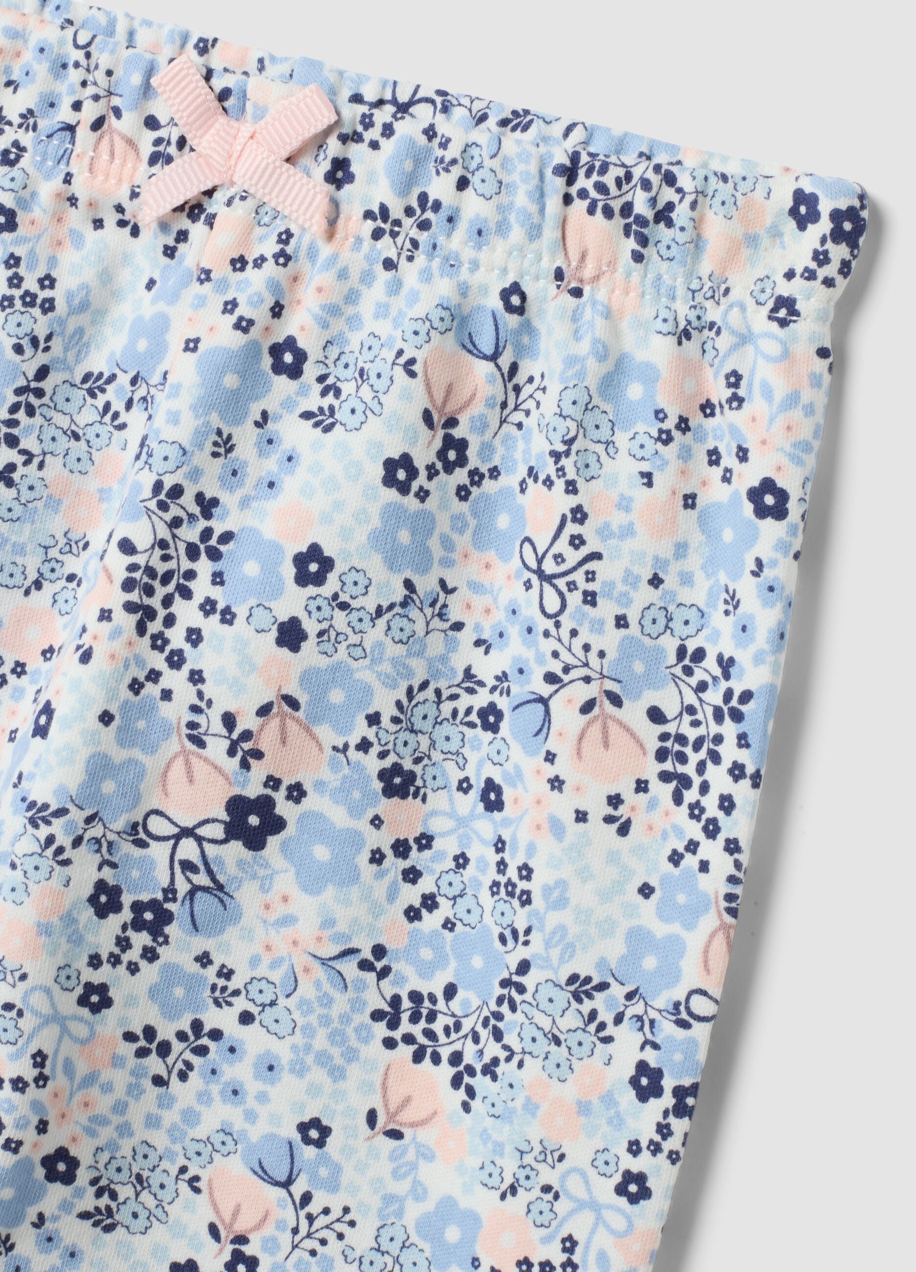 Leggings multicolor in puro cotone organico con stampa floreale per neonata