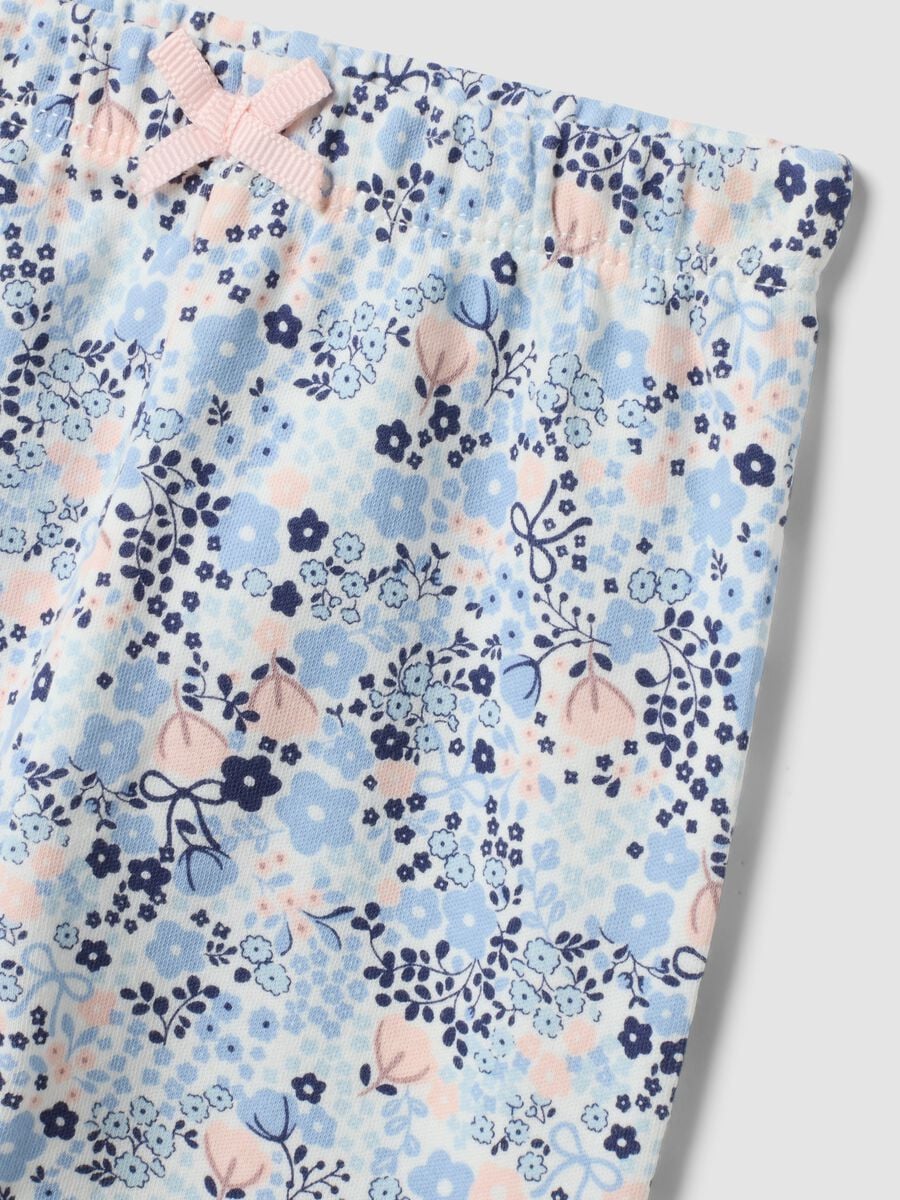 Leggings multicolor in puro cotone organico con stampa floreale per neonata_2