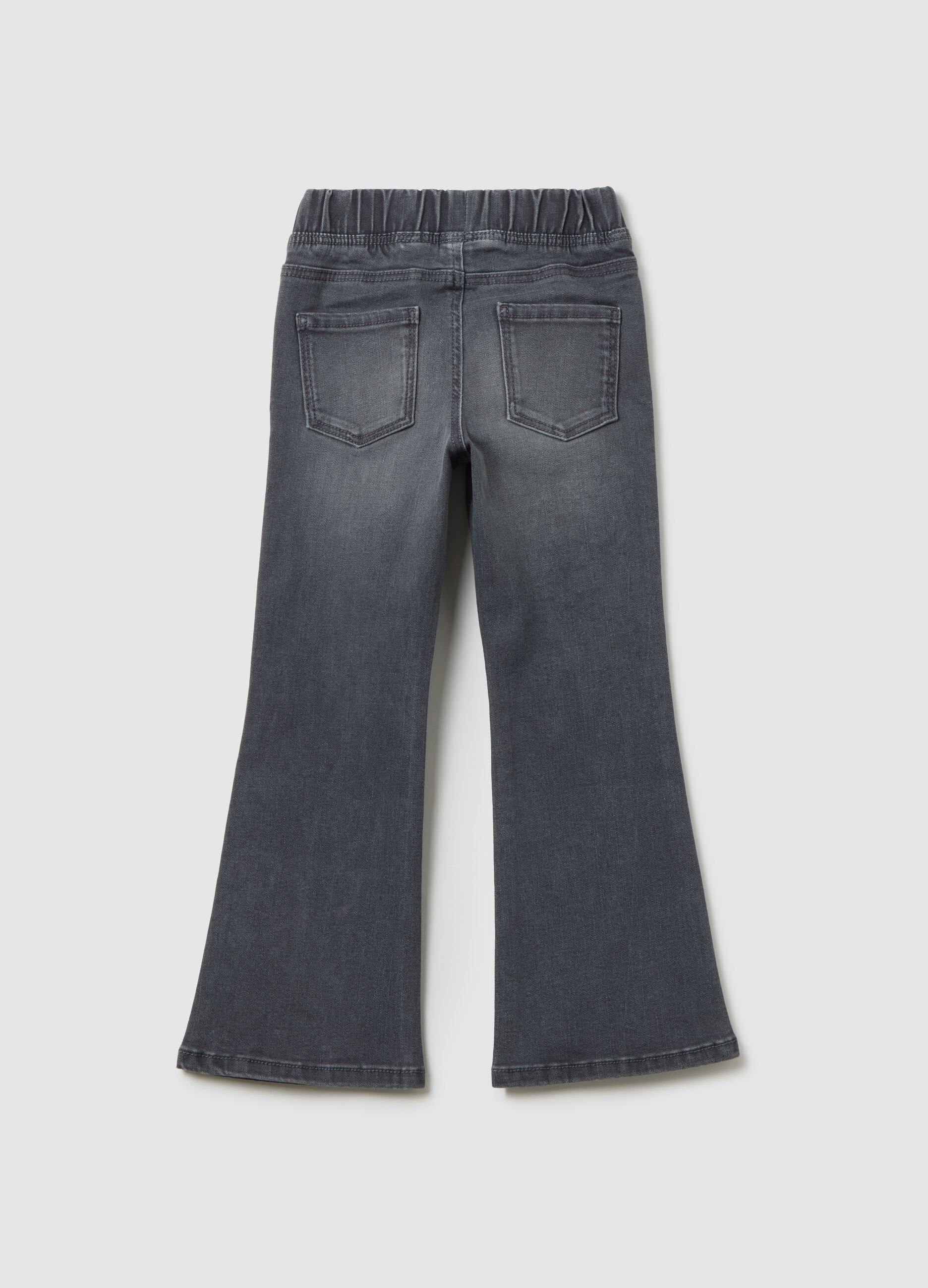 Girls' Grey Flare Cotton Blend Jeggings