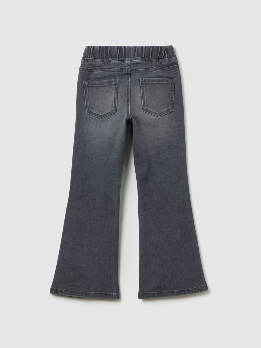 Jeggings da bambina in misto cotone grigio flare_1
