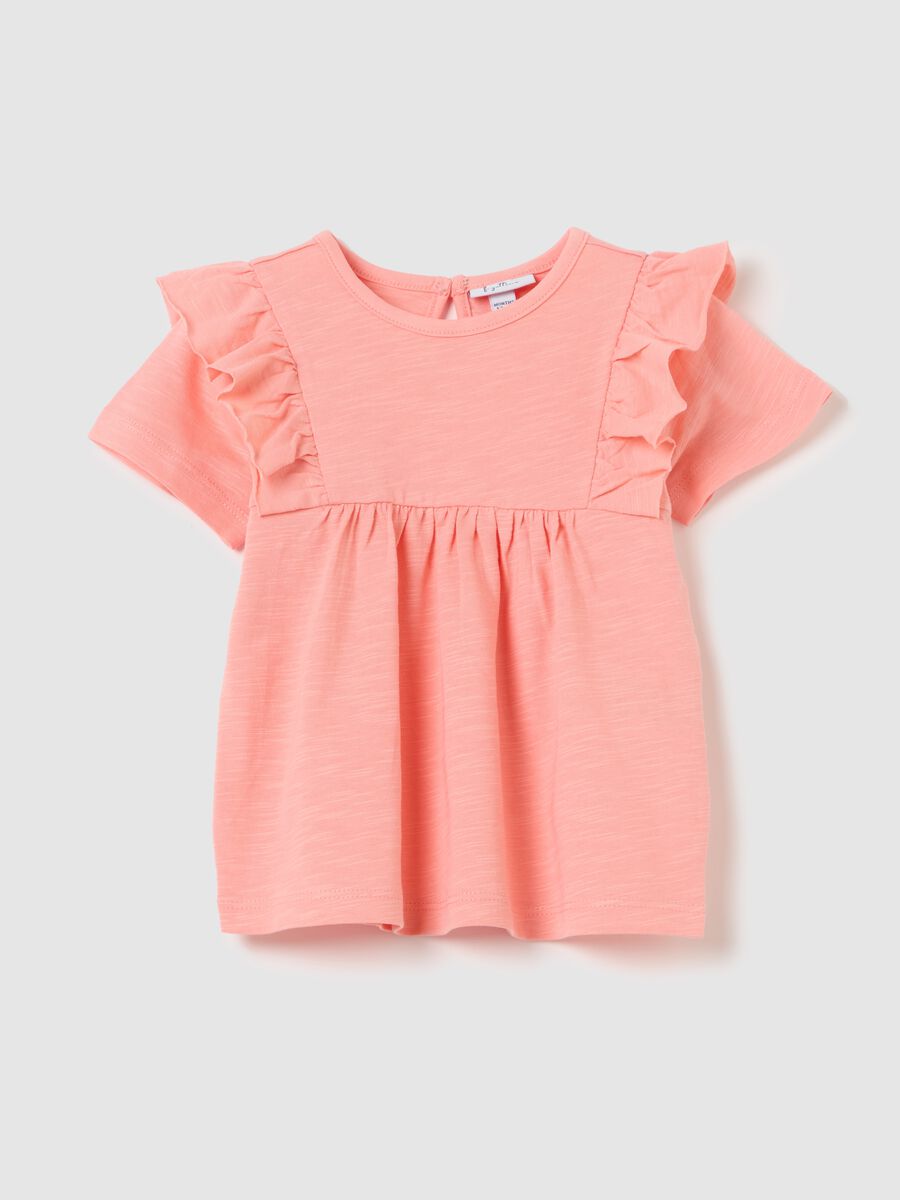Cotton T-shirt with flounce_0