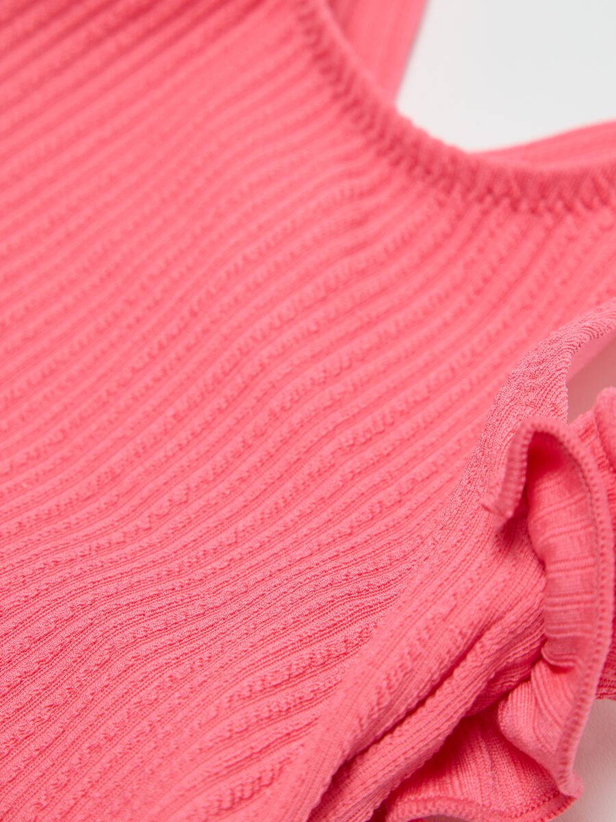 Pink One-Piece Swimsuit with Ruffled Details_3