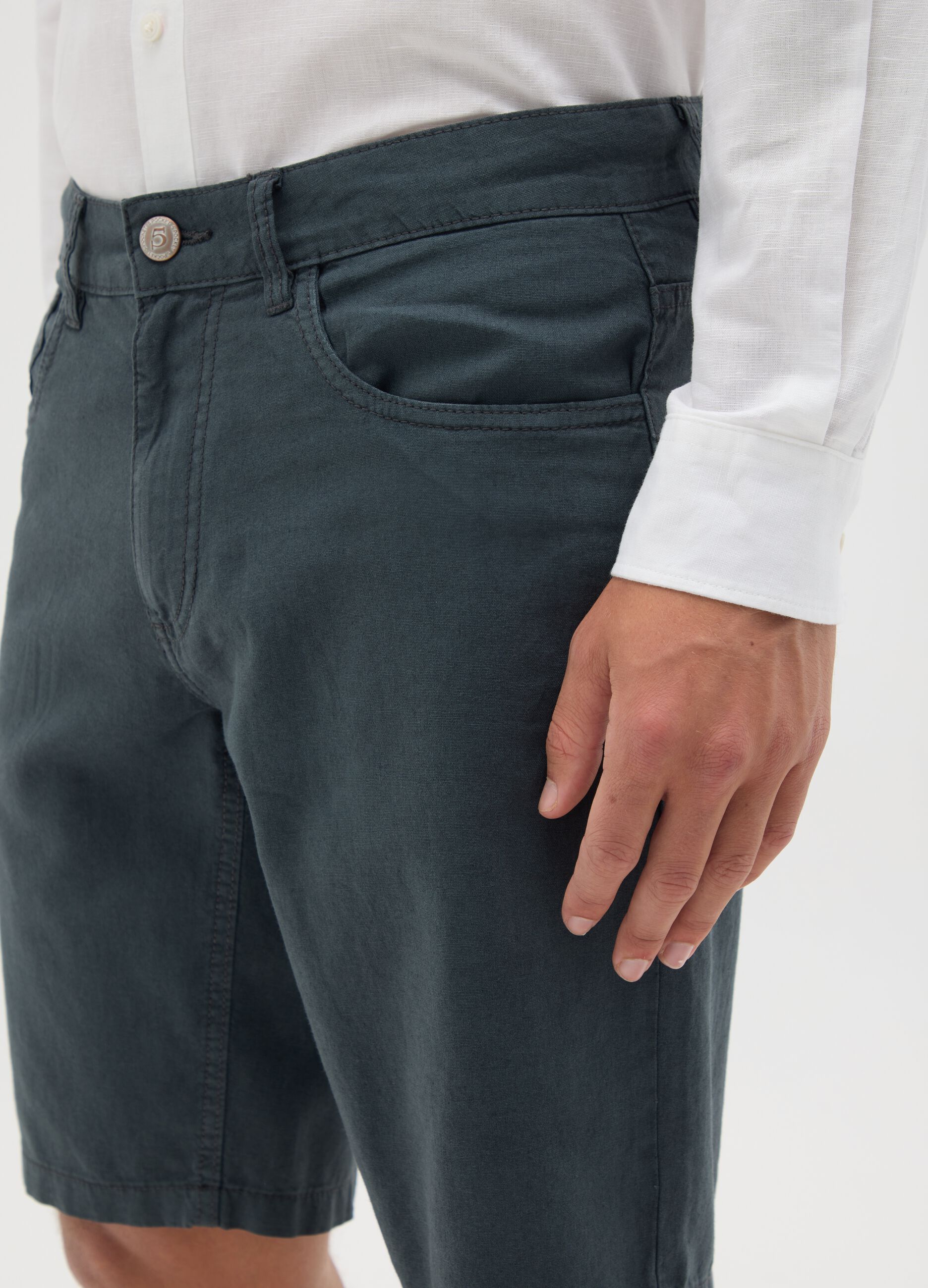 Shorts da uomo in cotone blu regular fit