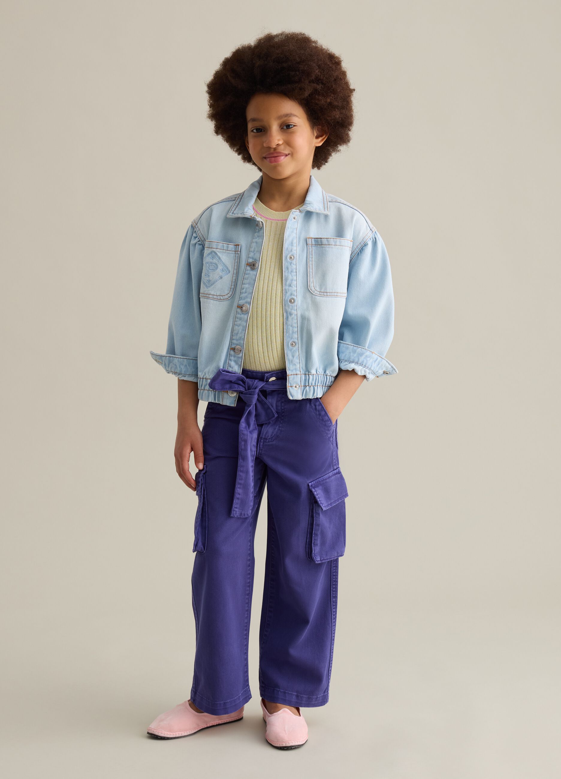 Cargo trousers in cotton and Lyocell with belt