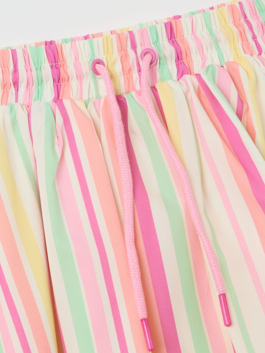 Girls' mixed skirt with multicoloured stripes and elasticated waistband_3