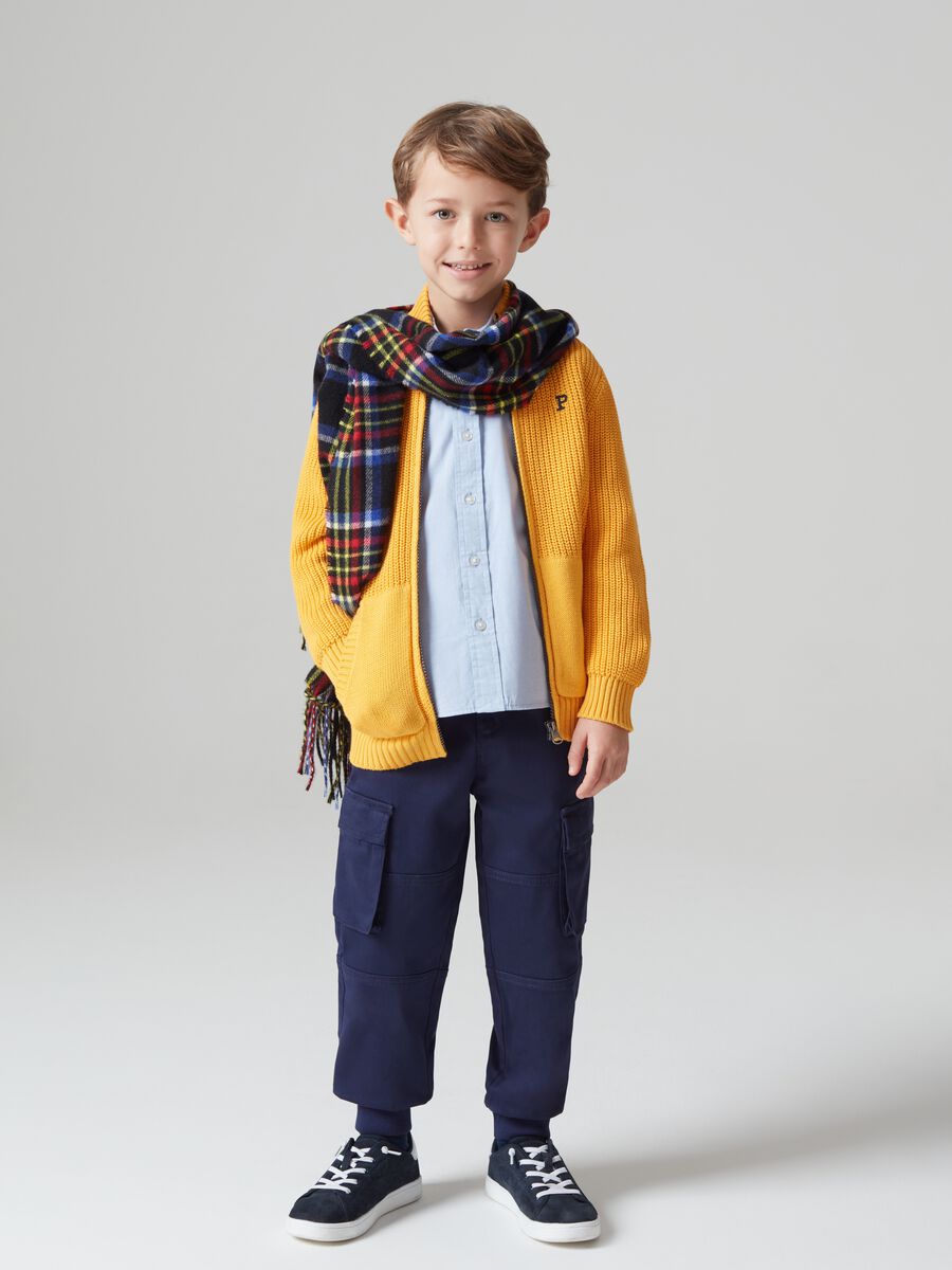 Cardigan full-zip in cotone con ricamo_0