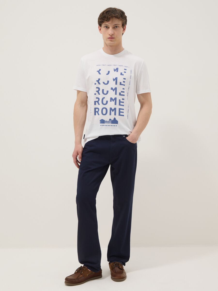White pure cotton T-shirt with front print, regular fit_1