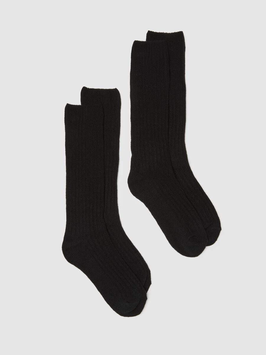 Two-pack of long ribbed black socks_0