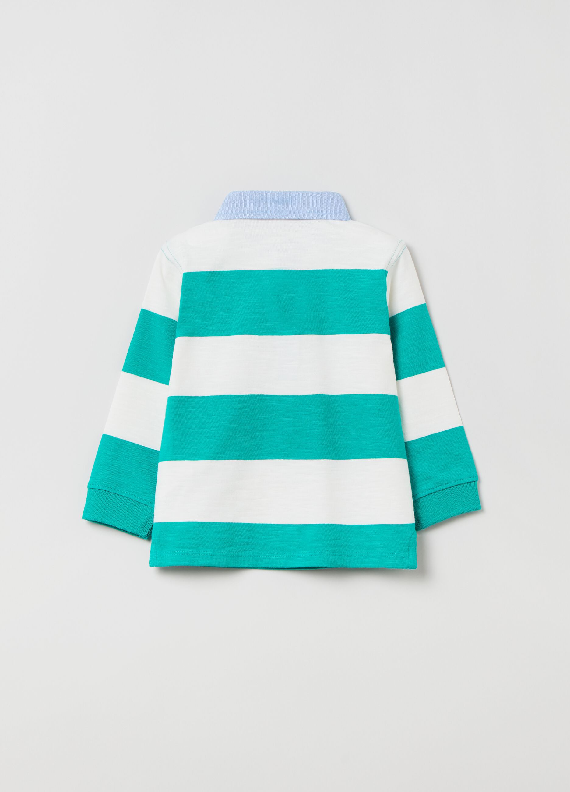 Striped cotton polo shirt with piquet collar