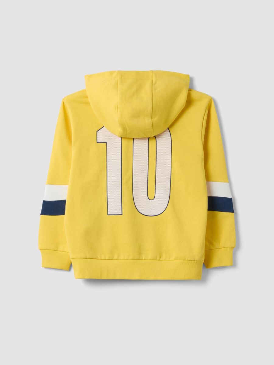 Felpa regular fit gialla con cappuccio in puro cotone con logo per bambino_1