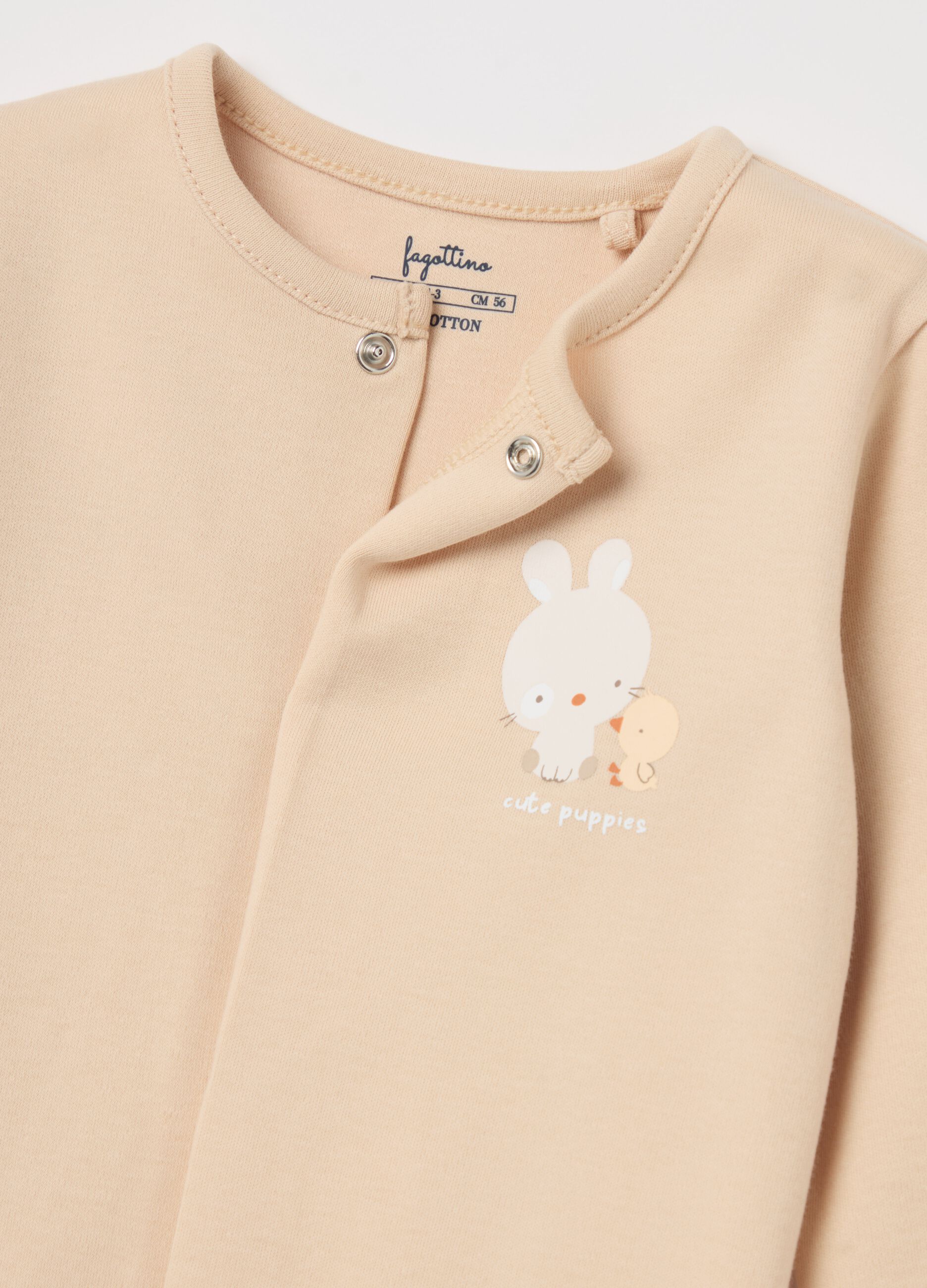 Two-pack onesies in cotton with feet and print