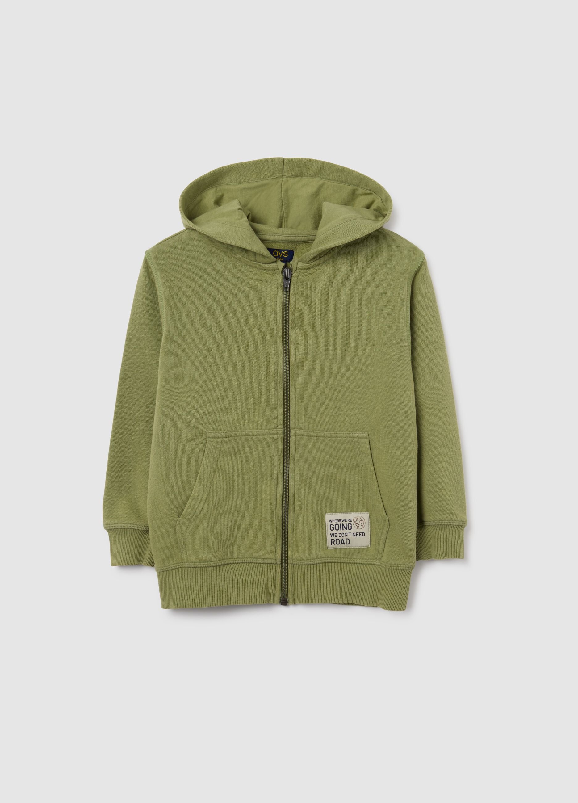 Children's green hoodie in pure cotton regular fit