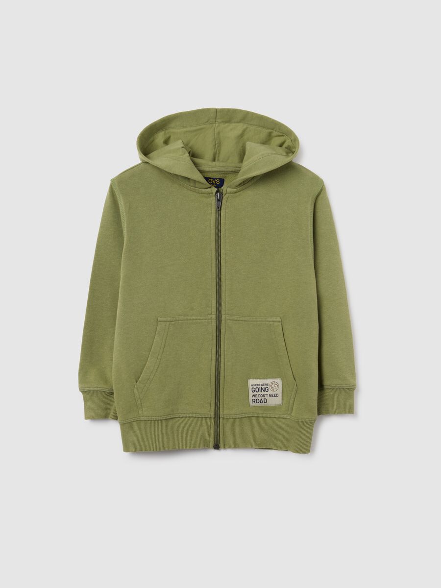 Children's green hoodie in pure cotton regular fit_0