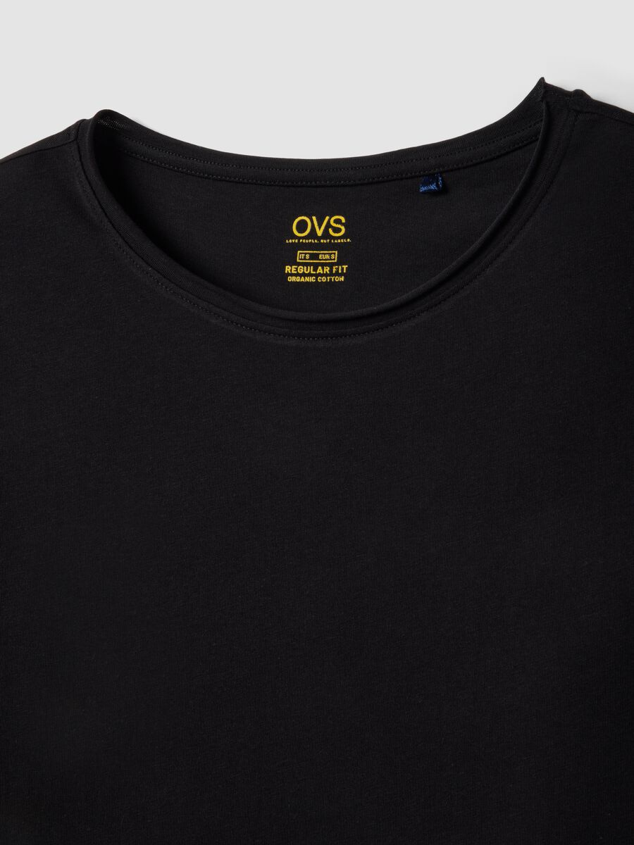 Black pure cotton short sleeve T-shirt regular fit_5