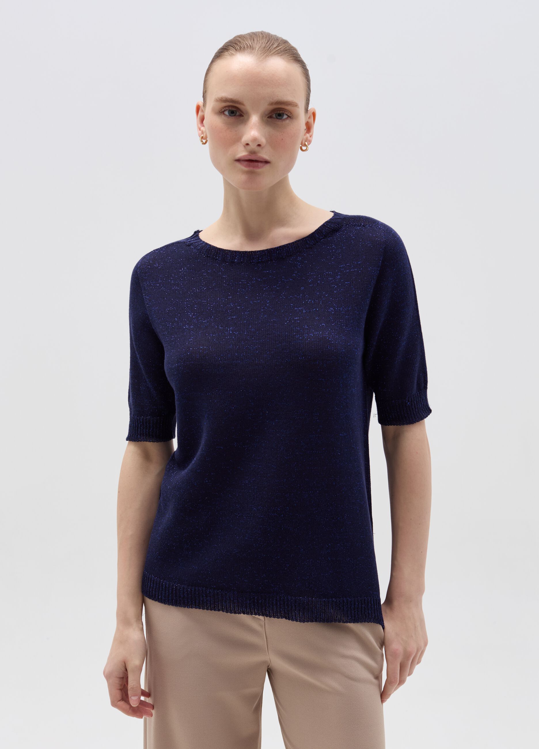 Lurex top with short sleeves