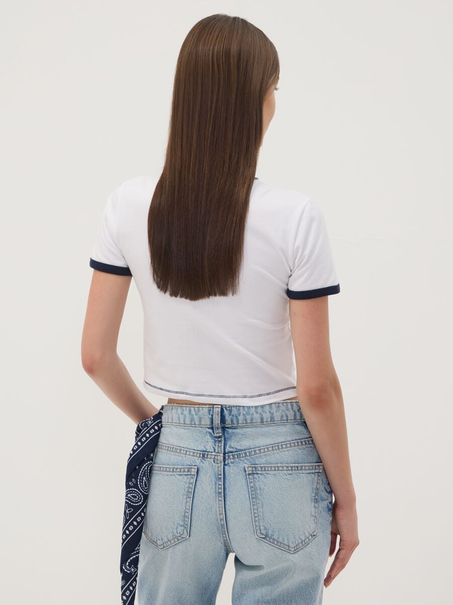 White stretch cotton T-shirt with Stitch print, regular fit_3