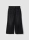 Black denim wide-leg jeans in pure cotton_4