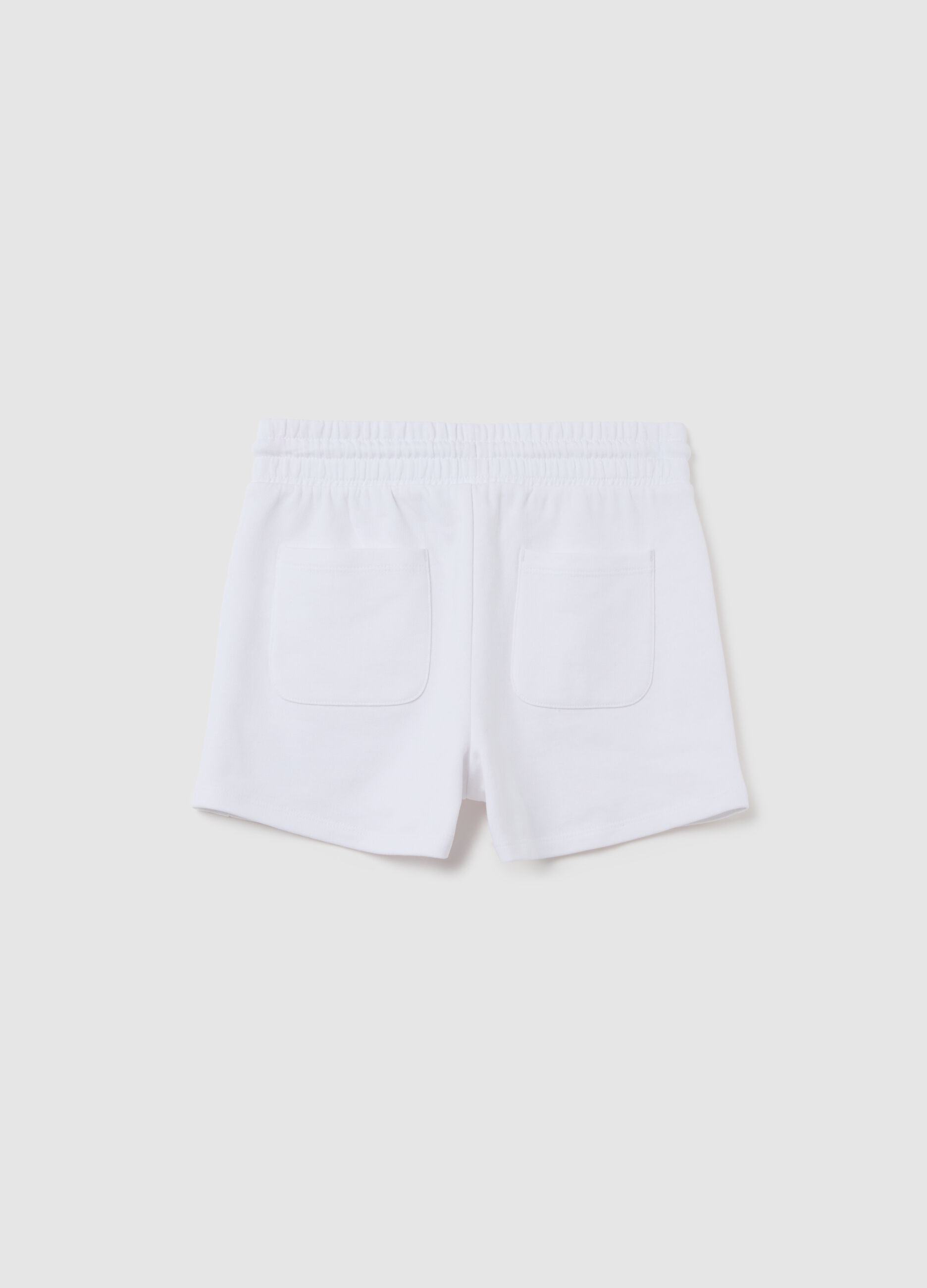 Girls' pure cotton white regular fit shorts with back pockets