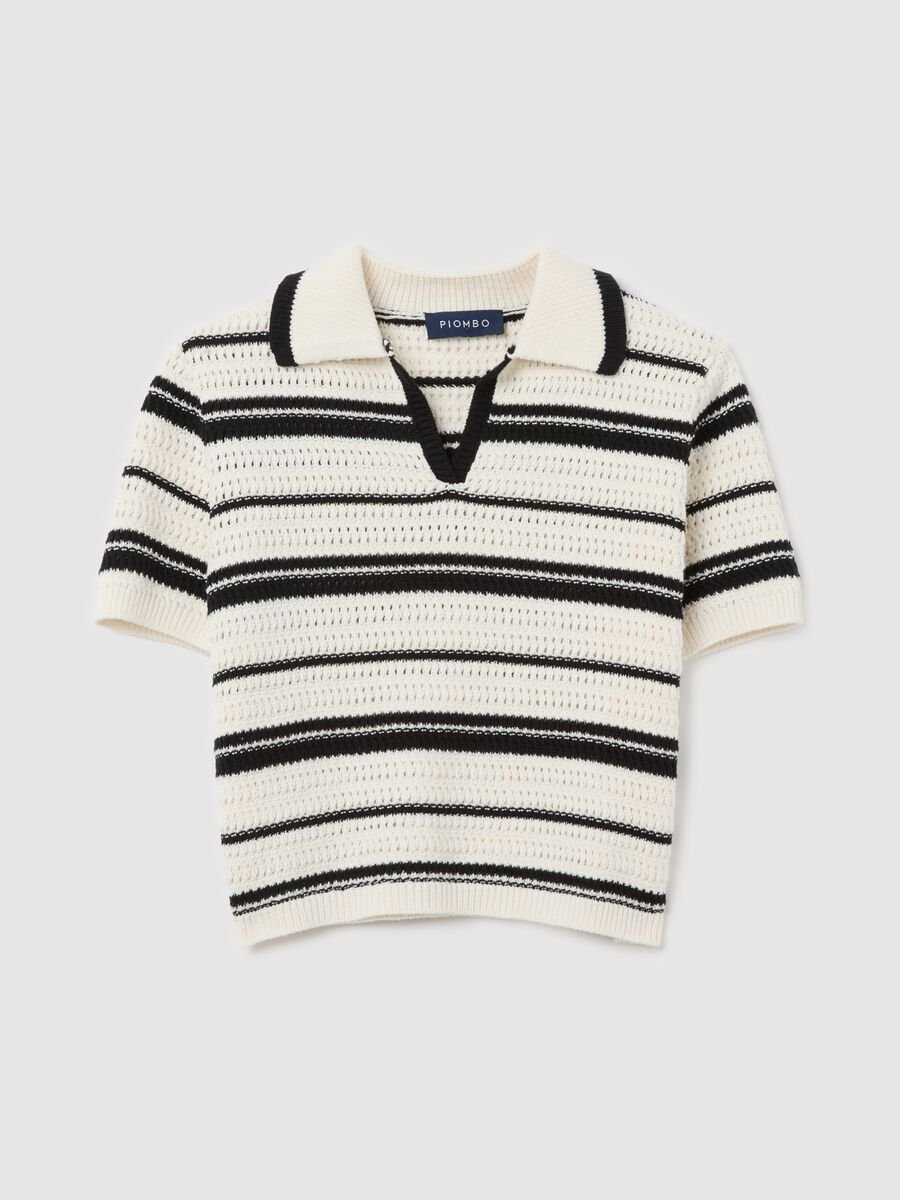 Black and white striped top in cotton_4