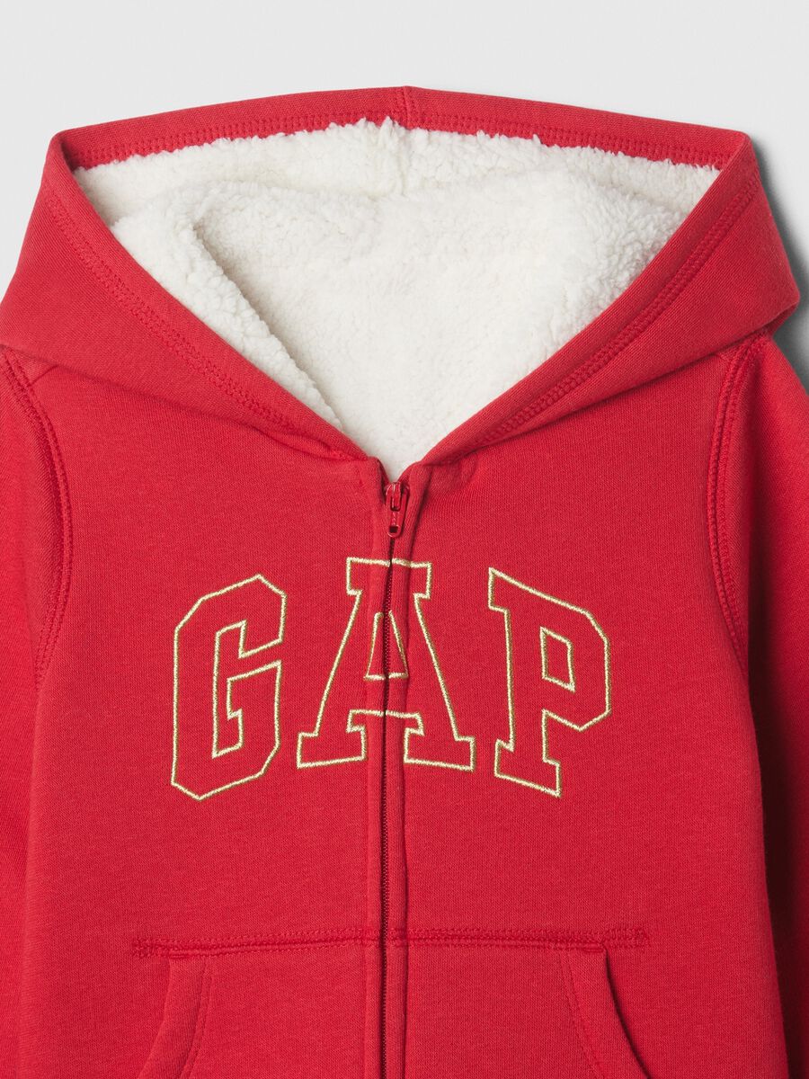 Full-zip sweatshirt and hood with sherpa lining_2