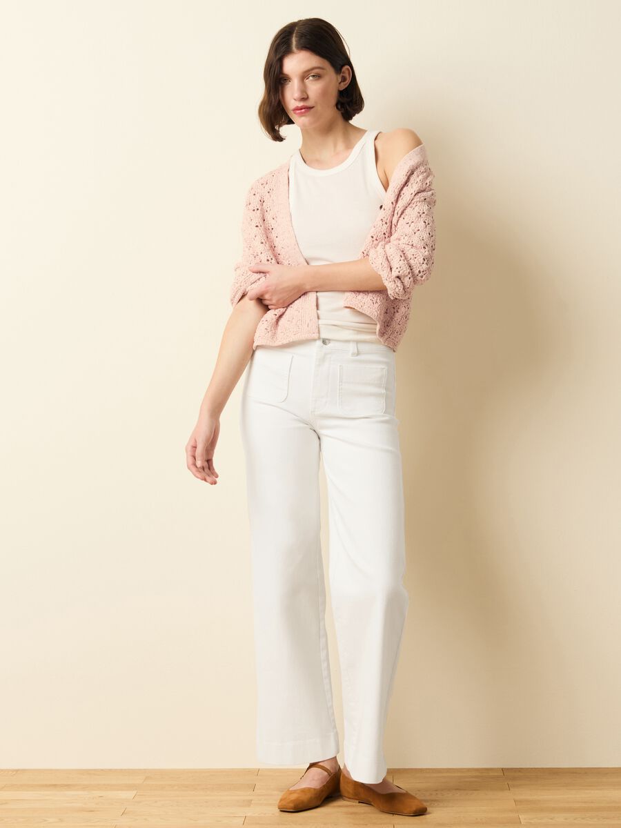 Crochet Cardigan with V-Neck_0
